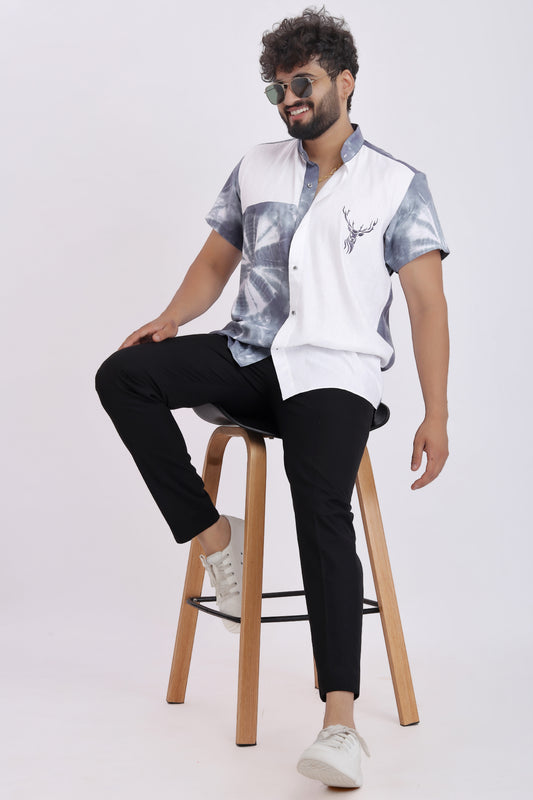 HEMPTITUDE  Men's Premium Regular Fit Mandarin Collar Half-Sleeve Casual Shirt Organic Aloe Vera Fabric